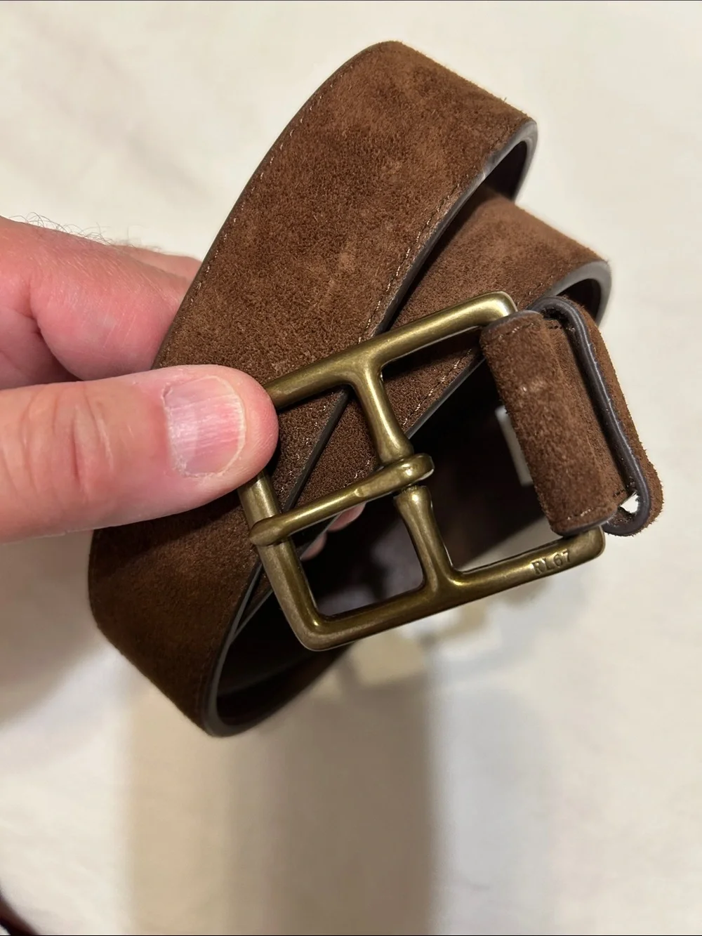 Polo by Ralph Lauren Brown Suede Belt with Brass Buckle